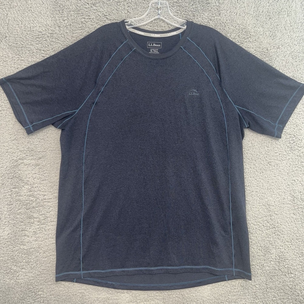 LL Bean Quick Dry Trail T Shirt Men's XLT Tall Heather Blue‎ Slightly Fitted Tee